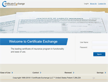 Tablet Screenshot of certificateexchange.com